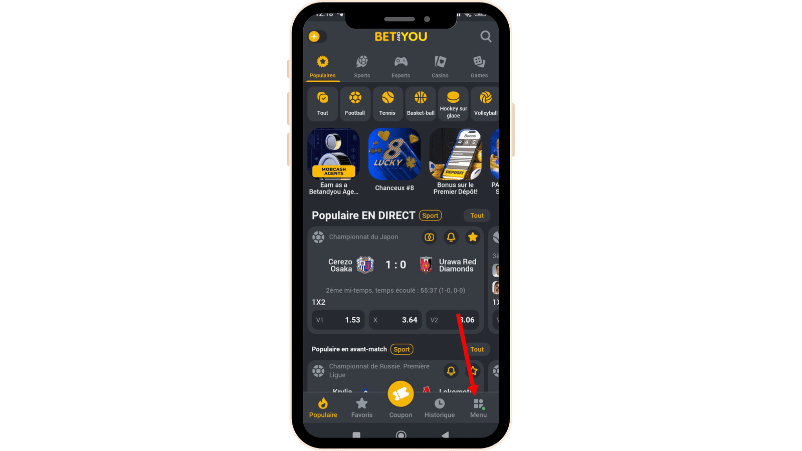 Retrait sur Betandyou