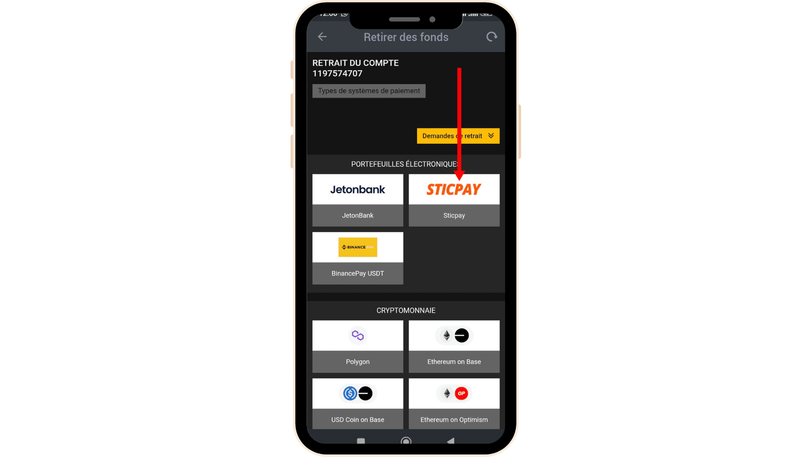 Retrait sur Betandyou
