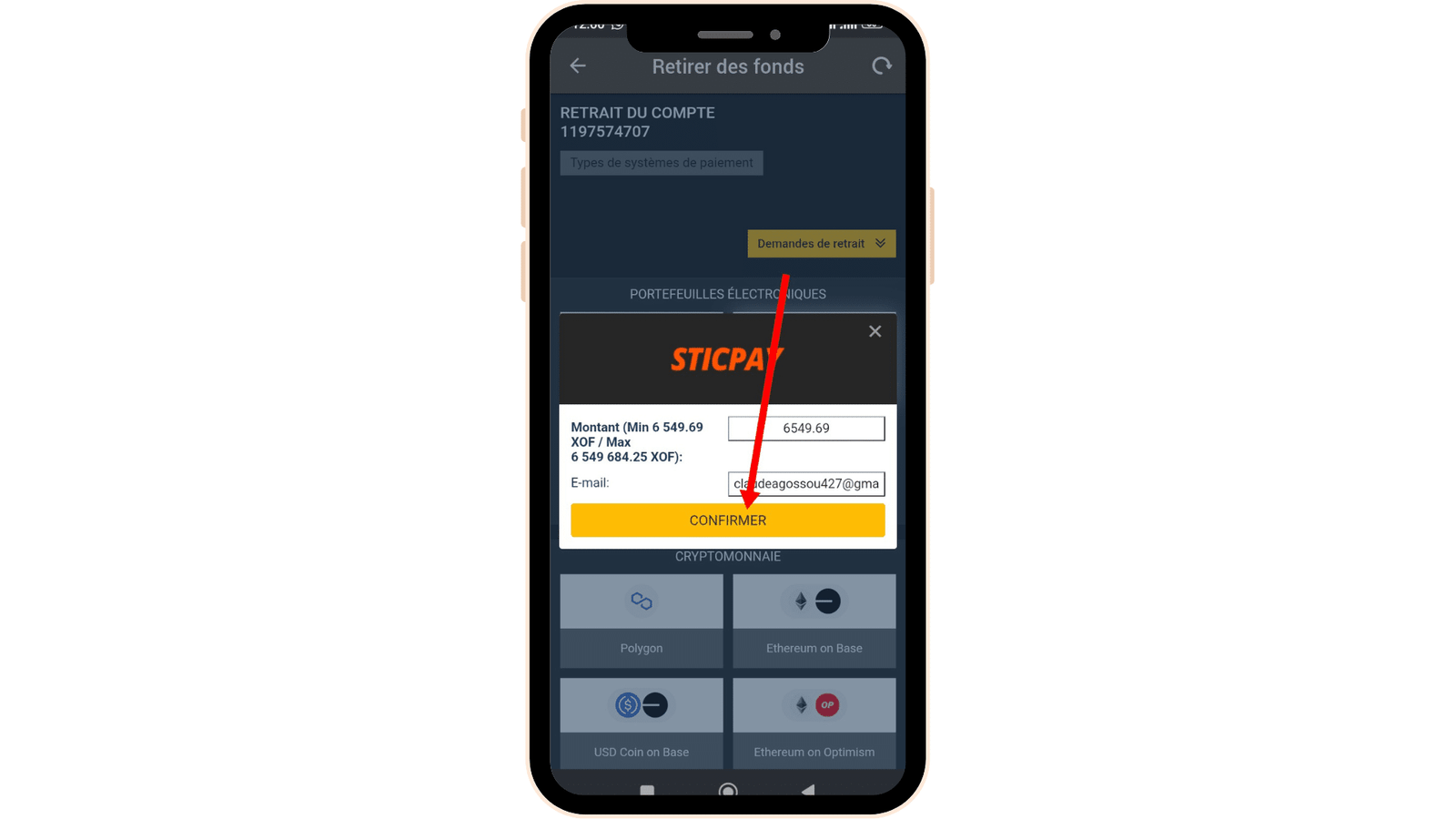 Retrait sur Betandyou